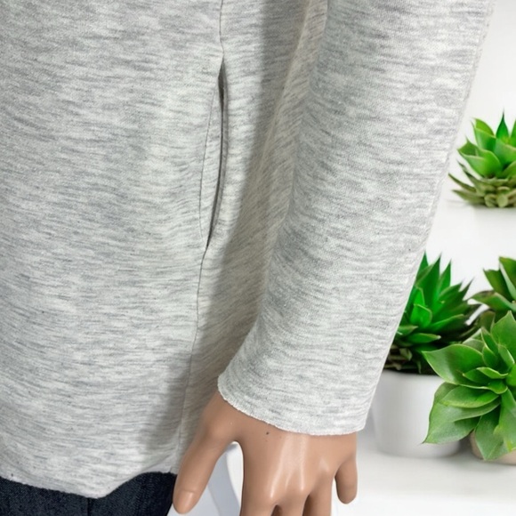 Jolie Heathered Gray Open Waterfall Raw Hem Cardigan with Pockets - Picture 11 of 16